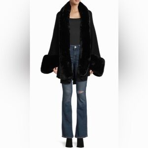 Black Cardigan Faux Fur Shawl from Saks 5th Avenue. Brand New with tags. O/S NEW